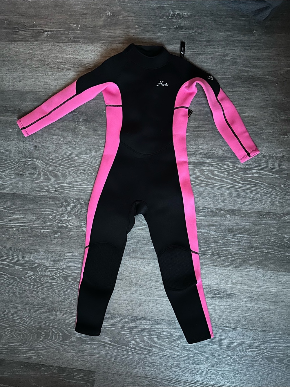 HEVTO Kids Black and Pink Neoprene Swim Rashguard Suit - size 6